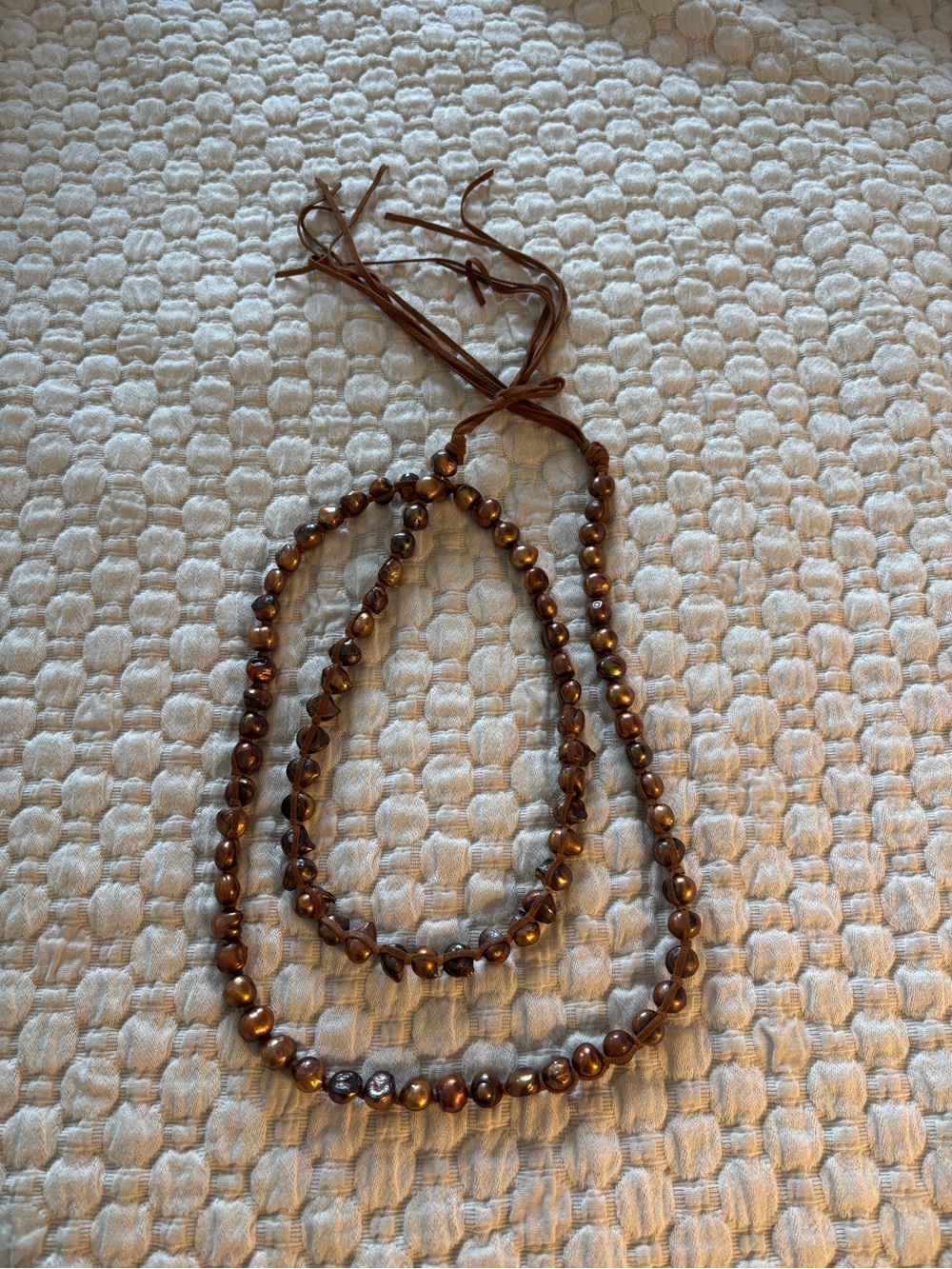 Artisan Bronze Pearl Wrap Necklace